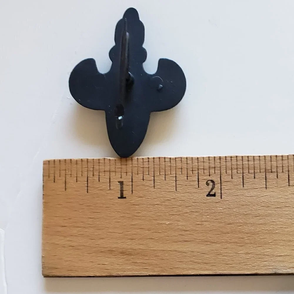 Fleur de lis Metal Curtain Hooks Pin-On Drapery Hooks Black Metal Set of 16